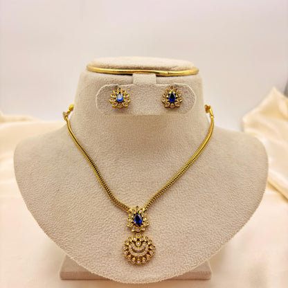 Blue Stone Kundan Pendant Necklace Set