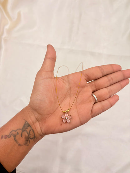 Pink Blossom Minimal Wire Necklace