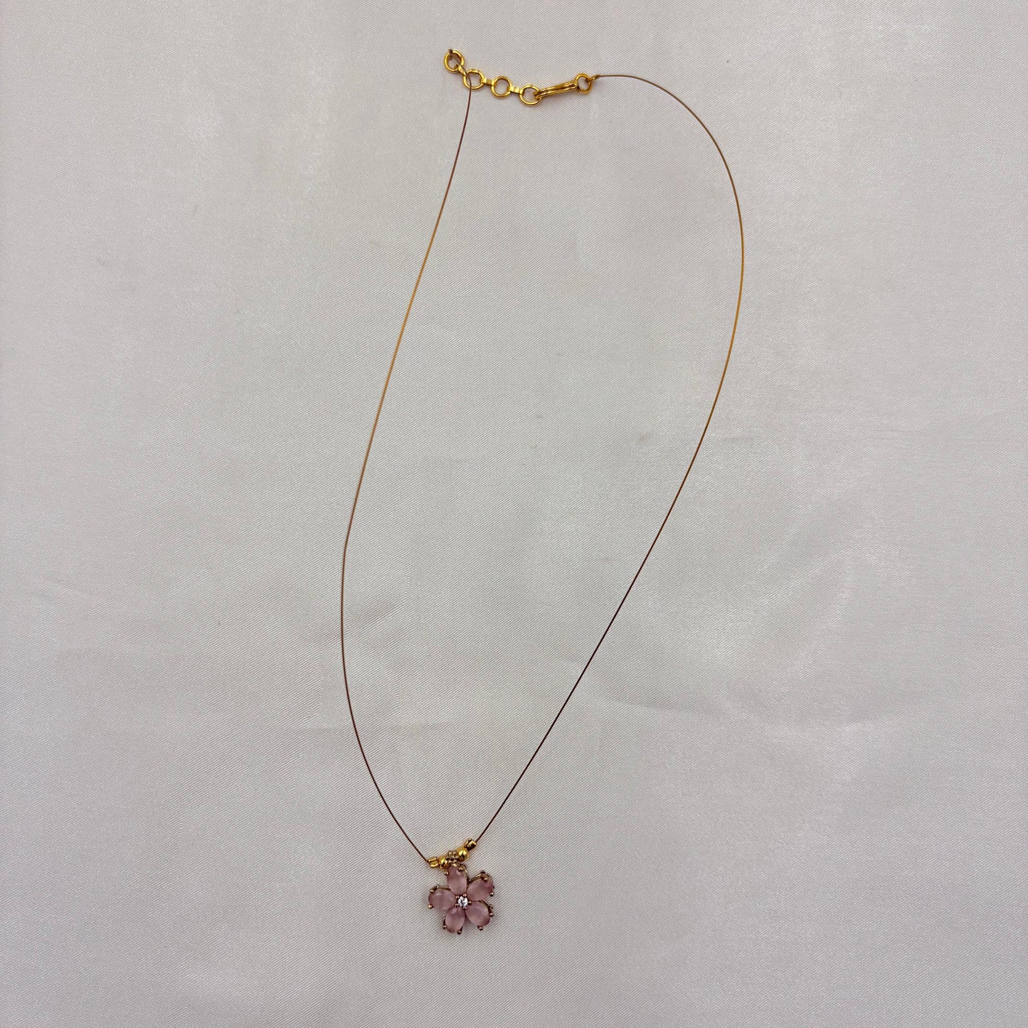 Pink Blossom Minimal Wire Necklace