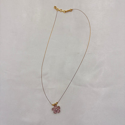 Pink Blossom Minimal Wire Necklace