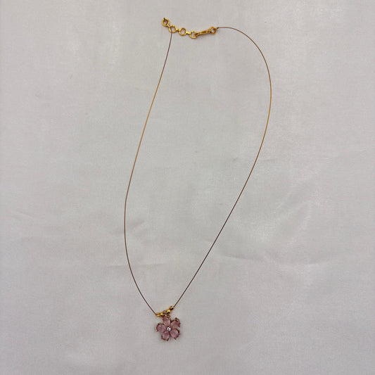 Pink Blossom Minimal Wire Necklace
