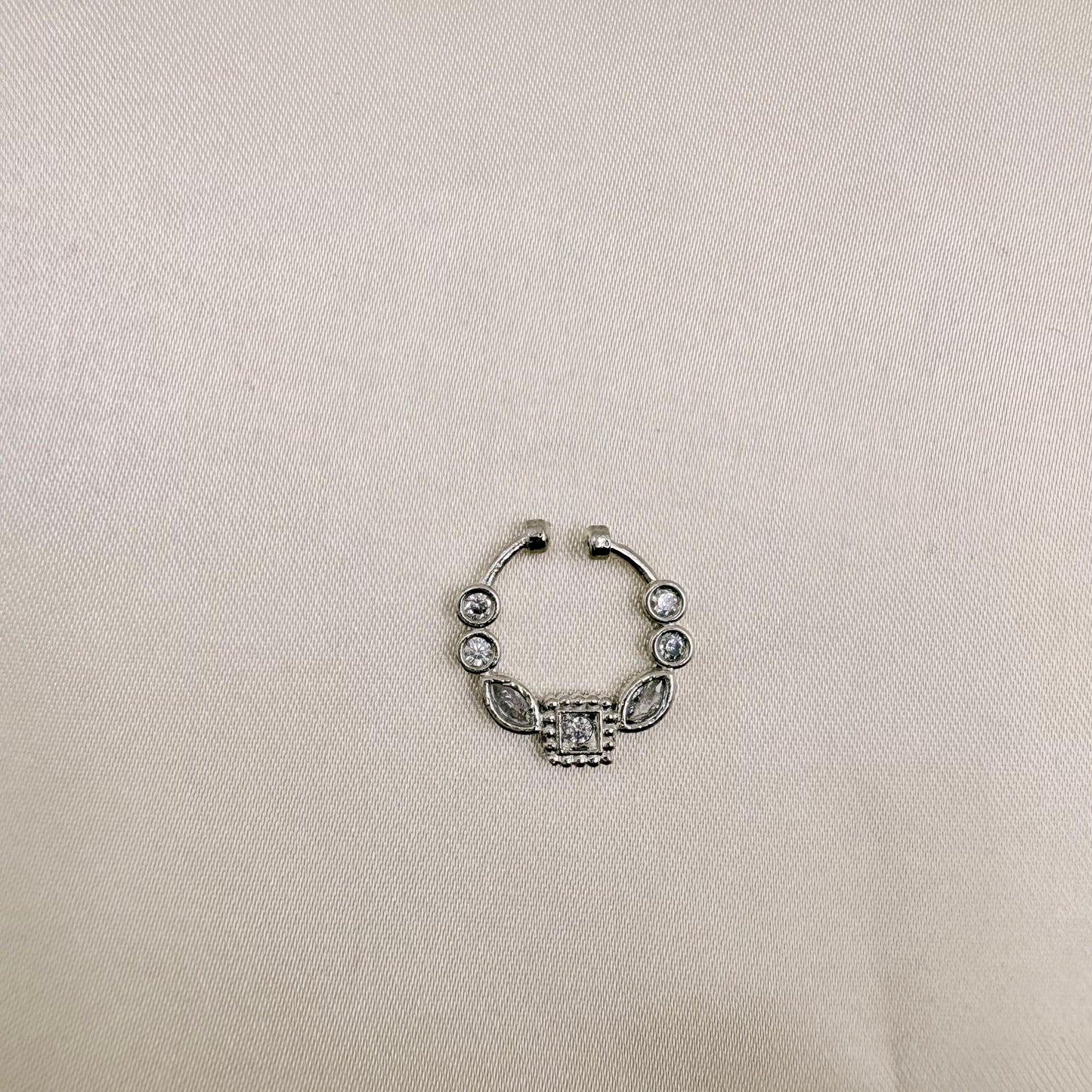 Elegant Silver CZ Nose Pin (Non-Piercing) | Adjustable Nath | Daily & Bridal Wear