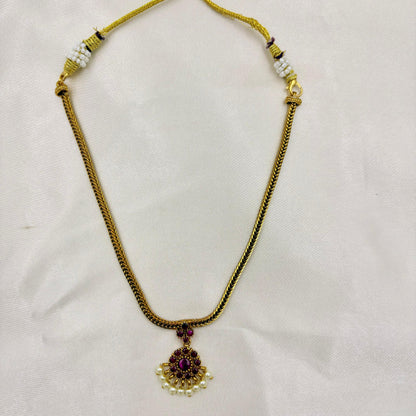 ✨ Ruby Pearl Pendant Necklace Set | Traditional & Timeless