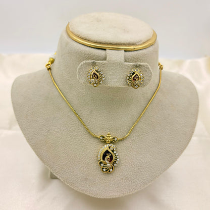 ✨ Peacock Elegance Pendant Set | Premium Micro