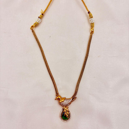 Green Stone Bird Pendant Necklace Set