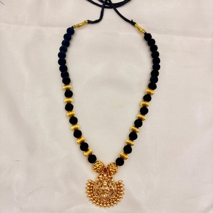 Lakshmi Temple Design Gold-Plated Mangalsutra Set