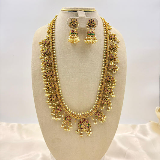 ✨ Temple Long Haar With Jhumka Earrings – Premium Matte Finish