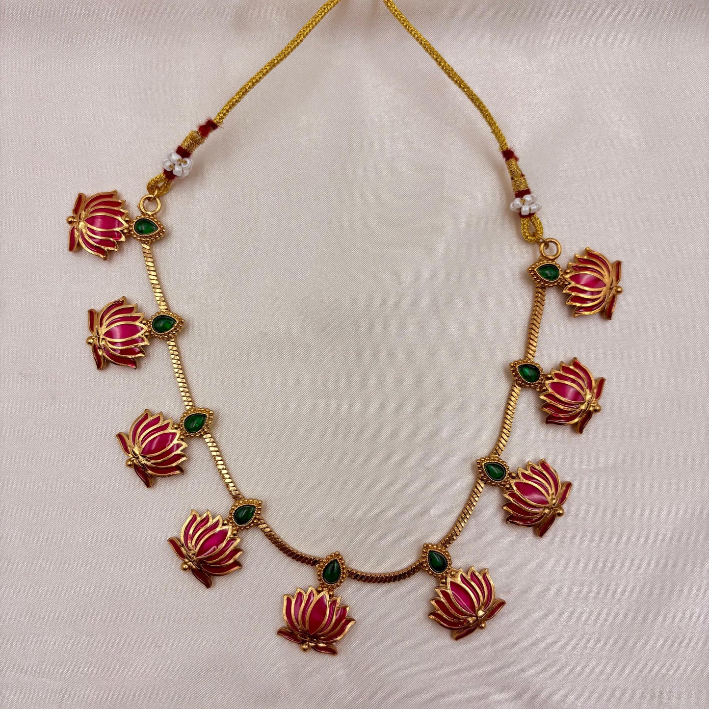 🌸 Lotus Blossom Necklace Set – Handcrafted Elegance