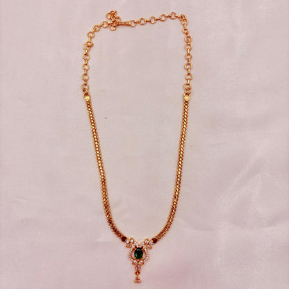 Green Stone CZ Gold-Plated Necklace