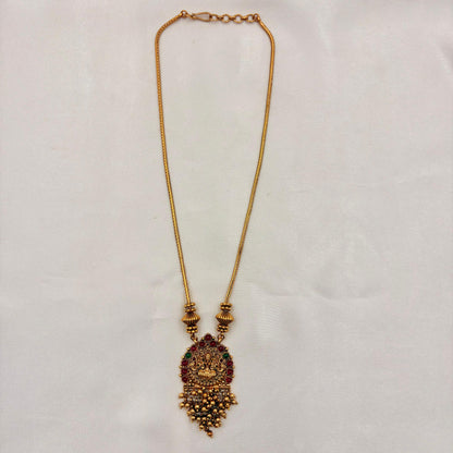 Antique Lakshmi Temple Pendant Long Necklace Set