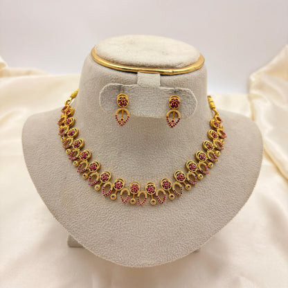 Ruby Stone Traditional Necklace Set