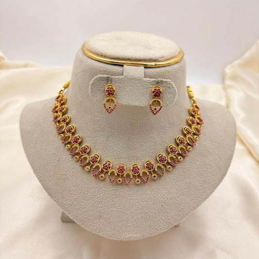 Ruby Stone Traditional Necklace Set