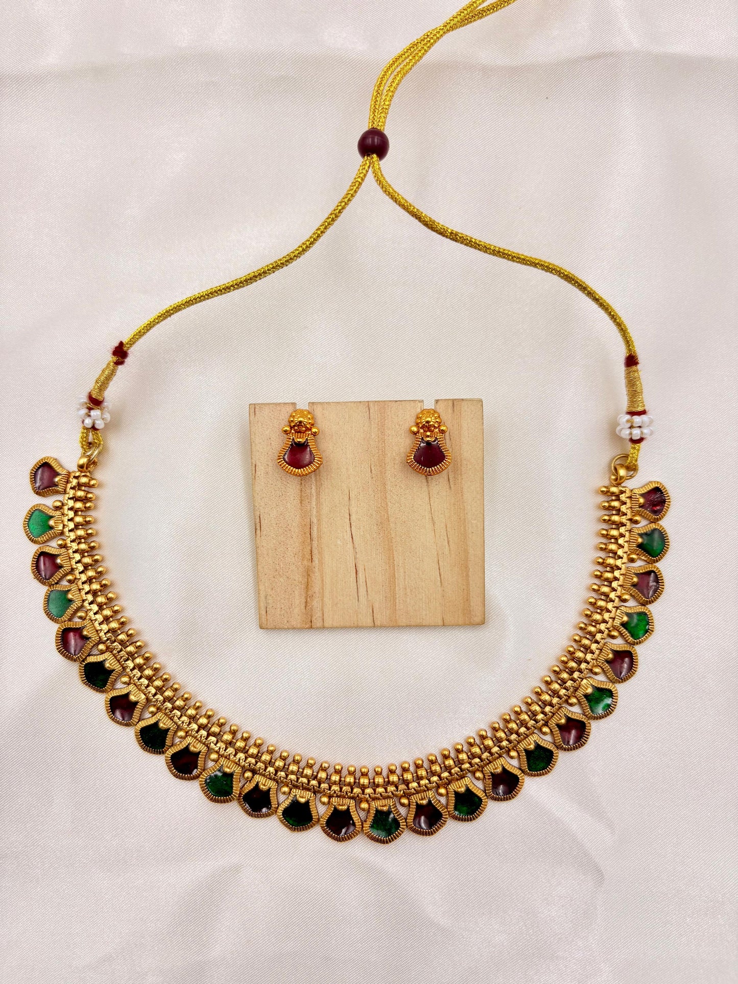 Multicolor Enamel Drop Necklace Set | Traditional Lightweight Jewellery