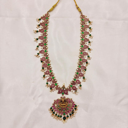 ✨ Premium Lakshmi Manga Mala Set | Ruby–Green Kemp Stones