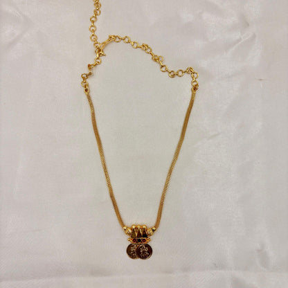 Gold-Plated Temple Coin Pendant Necklace with Adjustable Chain