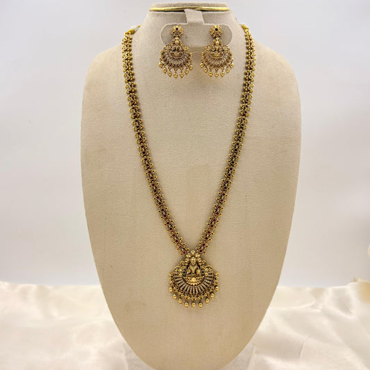✨ Traditional Temple Lakshmi Necklace Set | Antique Gold Finish