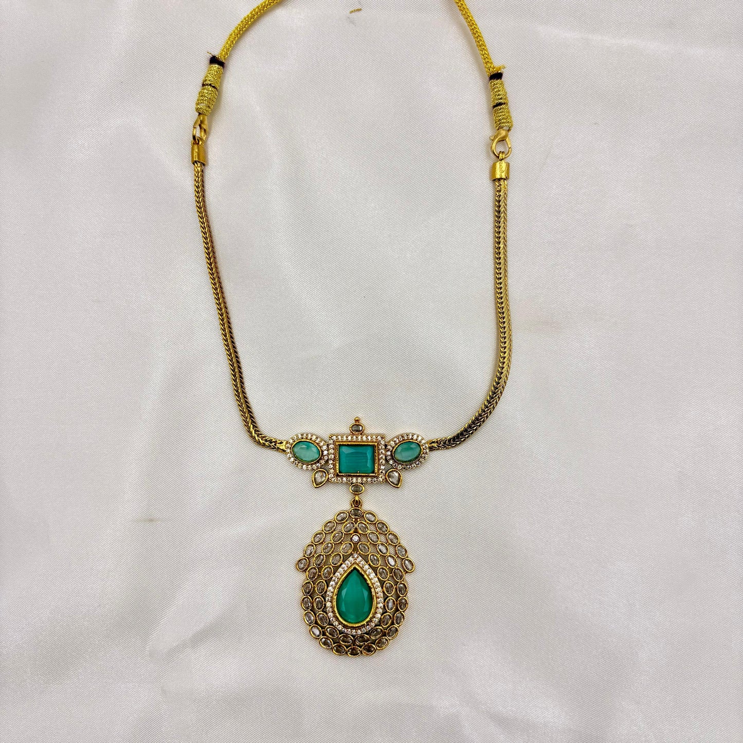 Elegant Green AD Stone Necklace Set with Matching Earrings – Premium Party Wear Jewellery