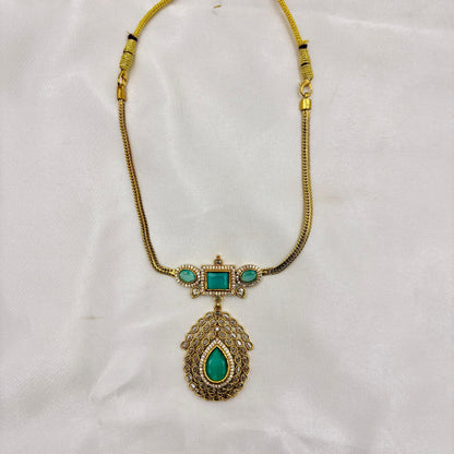 Elegant Green AD Stone Necklace Set with Matching Earrings – Premium Party Wear Jewellery