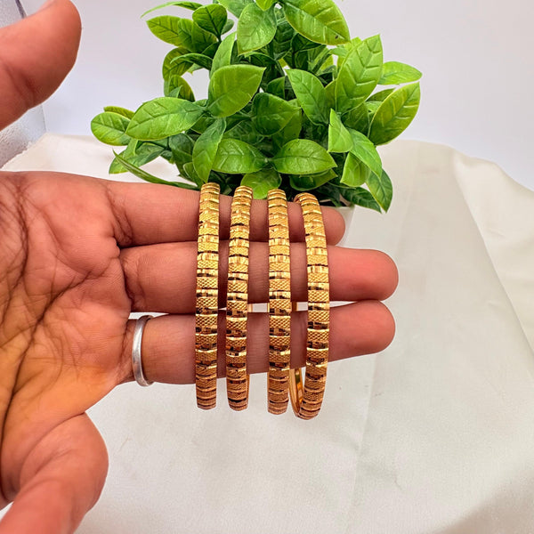 Classic Gold Finish Textured Bangles | Traditional Elegant Design