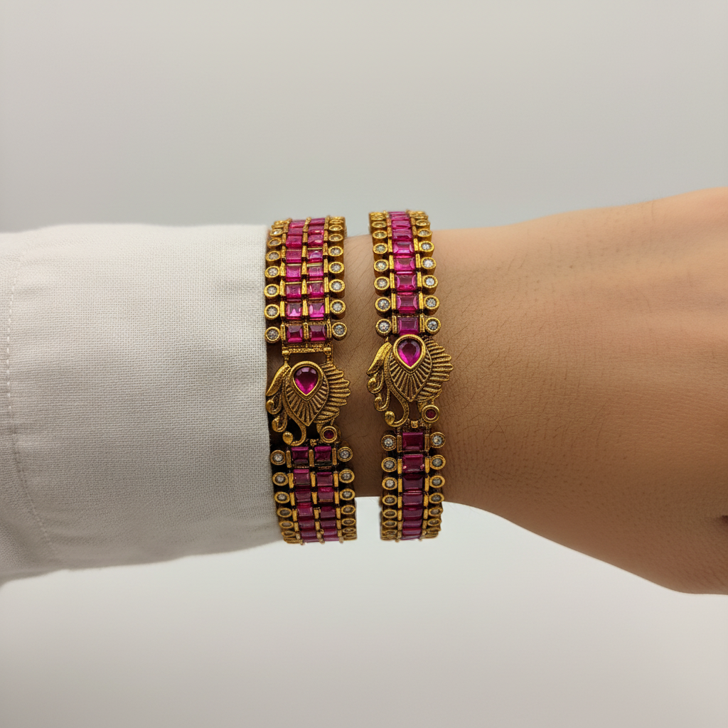 Antique Peacock Ruby Bangles – Grand Heritage Edition