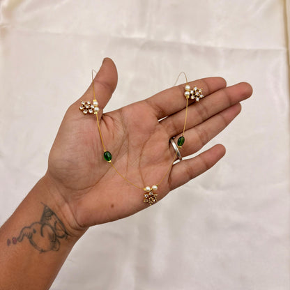 Floral Charm Multi-Stone Wire Necklace