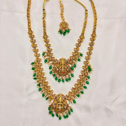 ✨ Double Layer Lakshmi Temple Necklace Set | Premium Antique Finish