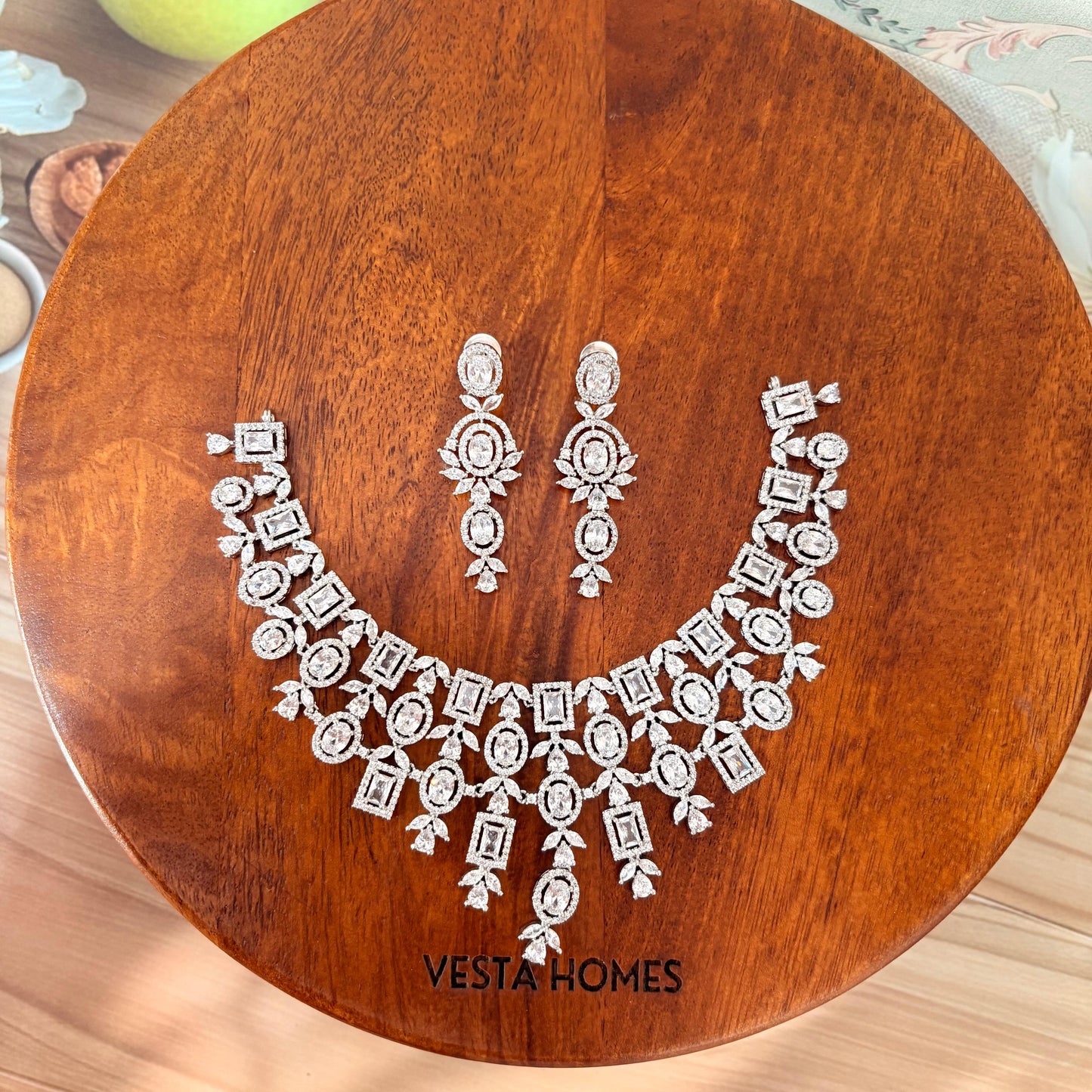 Premium AD Stone Necklace Set with Earrings