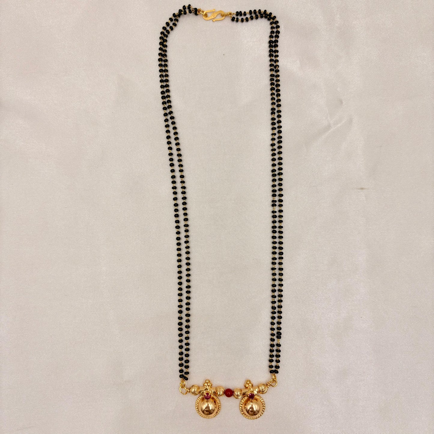 Classic Black Beads Mangalsutra with Gold Ball Pendant
