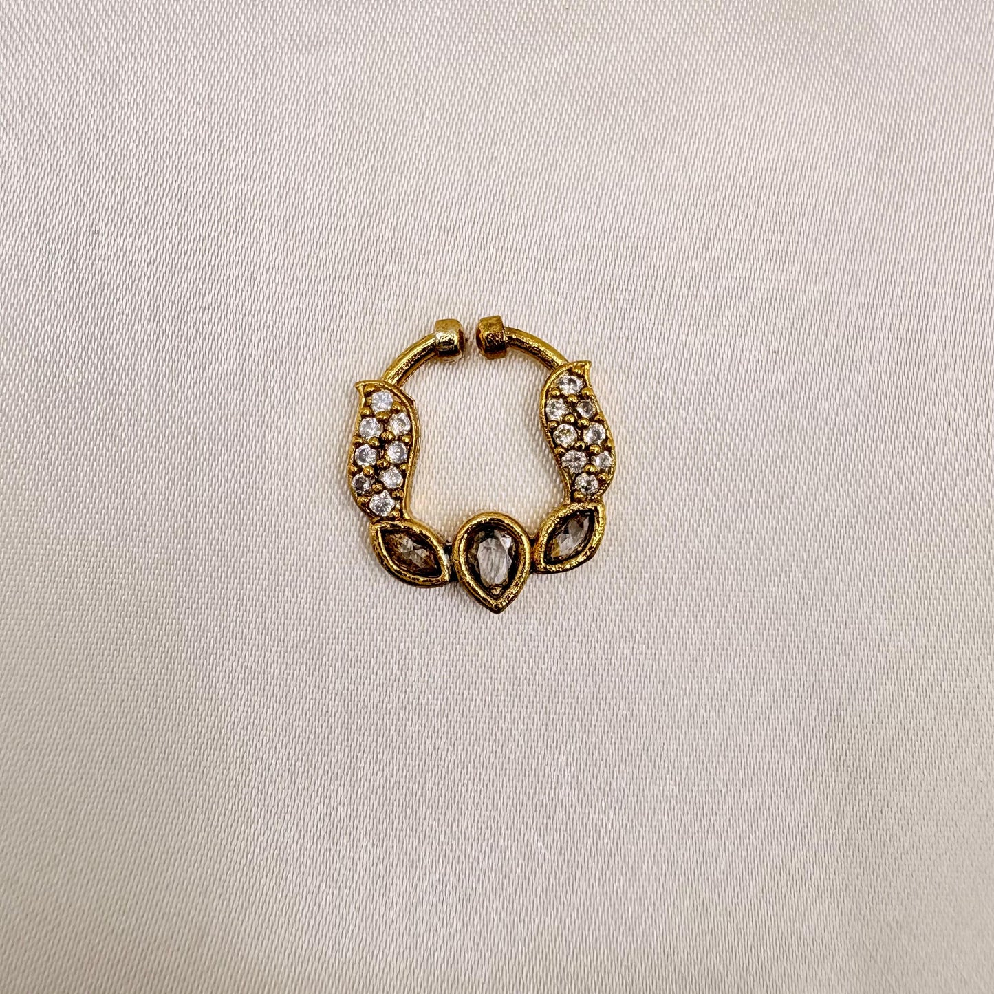 Stone-Studded Gold Finish Screw Nose Pin | Non-Piercing Nath | Elegant Ethnic Nose Ring