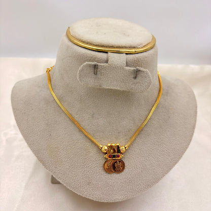 Gold-Plated Temple Coin Pendant Necklace with Adjustable Chain