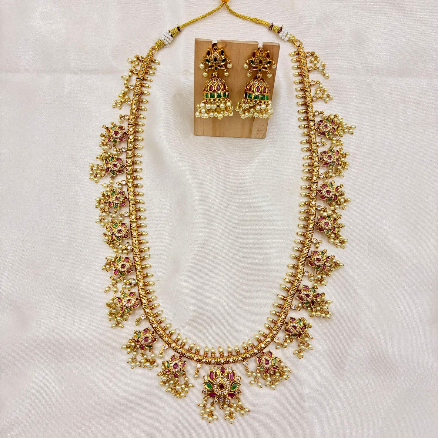 ✨ Temple Long Haar With Jhumka Earrings – Premium Matte Finish