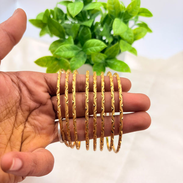 Slim Gold Finish Designer Bangles | Minimal Elegant Pattern