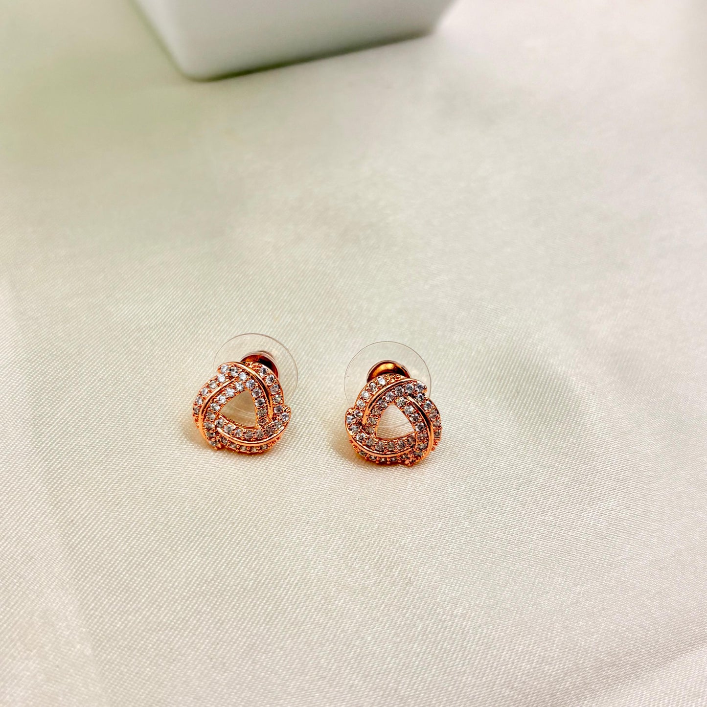 Rose Gold Crystal Knot Stud Earrings