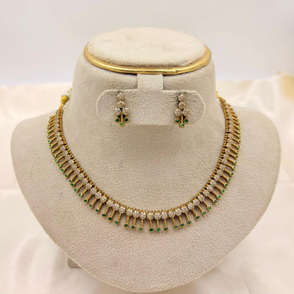 ✨ Emerald Drop Diamond Necklace Set | Elegant & Classy