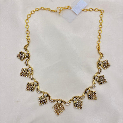 Elegant Gold-Plated AD Stone Chandelier Necklace Set with Earrings | Lightweight Party Wear Jewellery