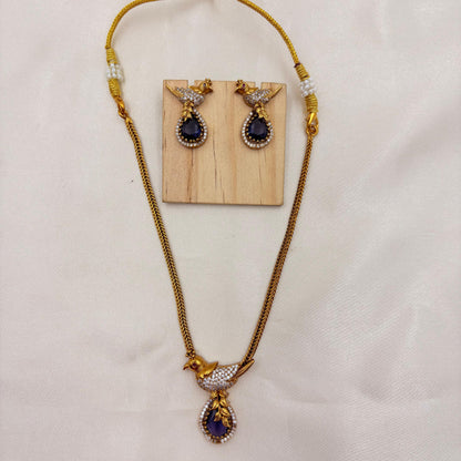 Blue Stone Bird Pendant Necklace Set