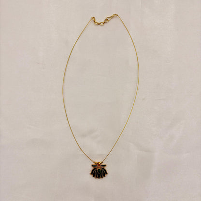Green Lotus Minimal Wire Necklace