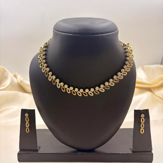 ✨ Crystal Oval Motif Necklace Set – Classy • Lightweight • Elegant