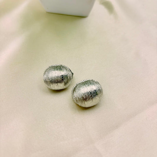 Textured Silver Dome Stud Earrings