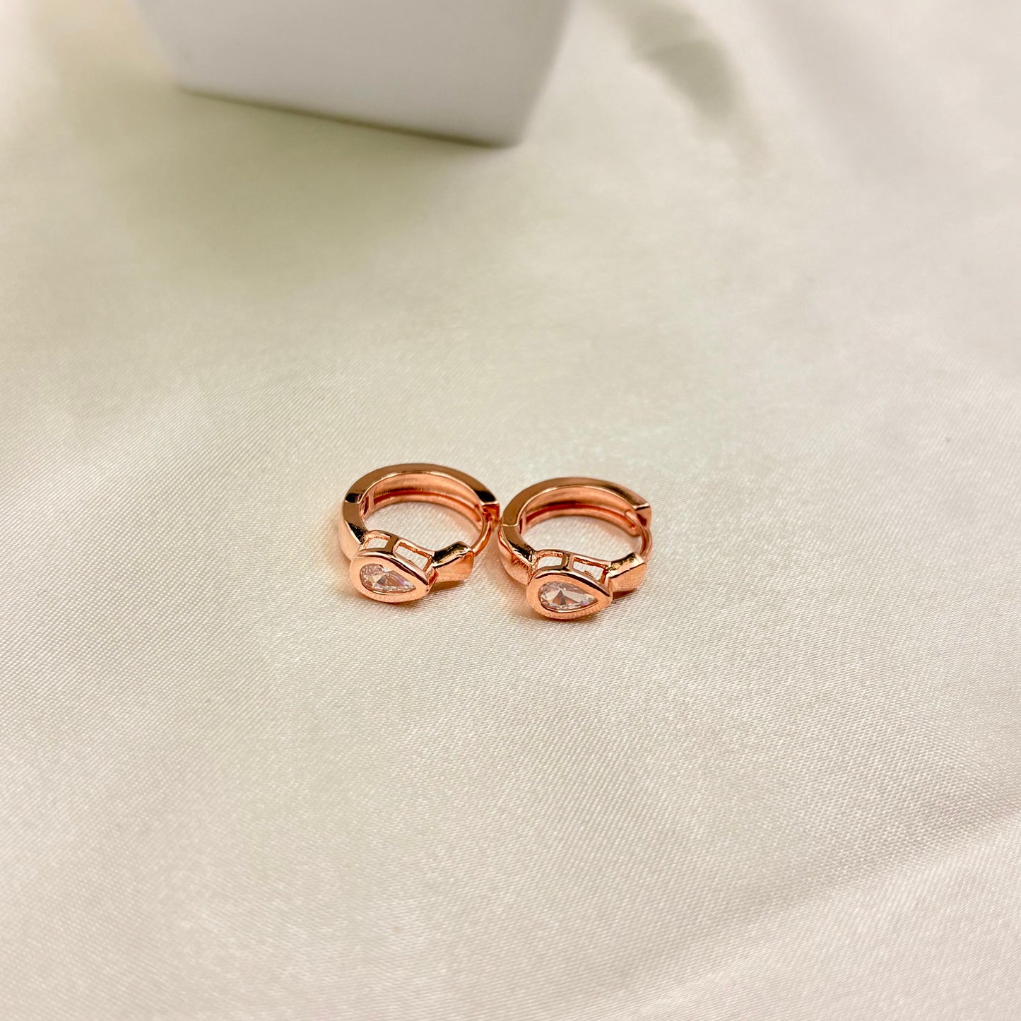 Rose Gold Crystal Huggie Hoop Earrings
