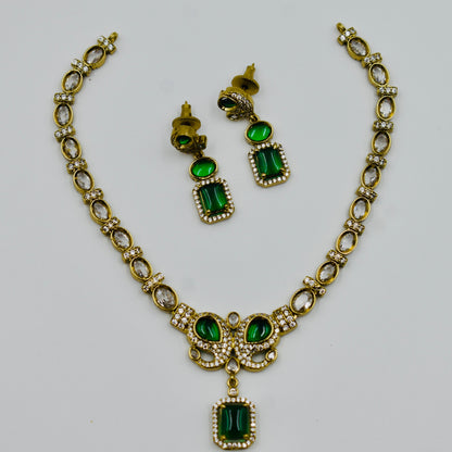 ✨ Emerald Glow Kundan Necklace Set – Royal Bridal Collection
