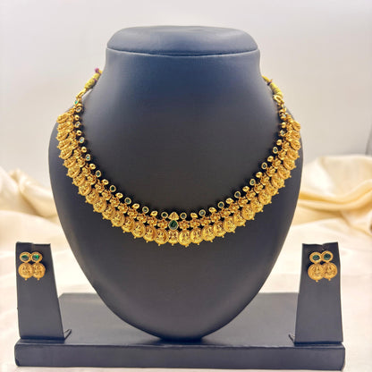 💛 Traditional Kasumala Necklace Set – Timeless South Indian Beauty
