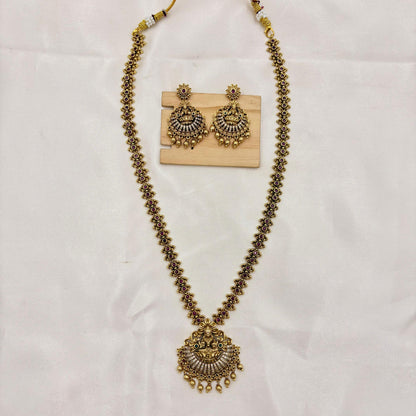 ✨ Traditional Temple Lakshmi Necklace Set | Antique Gold Finish