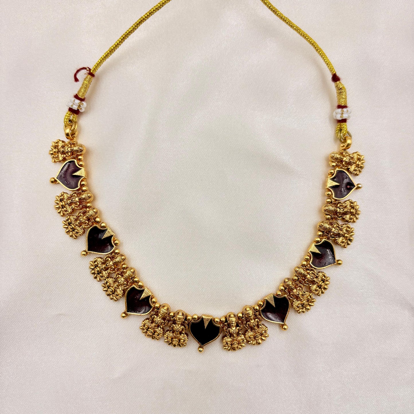 Antique Gold-Plated Red Stone Necklace Set with Temple-Style Drops | Traditional Jewellery for Women