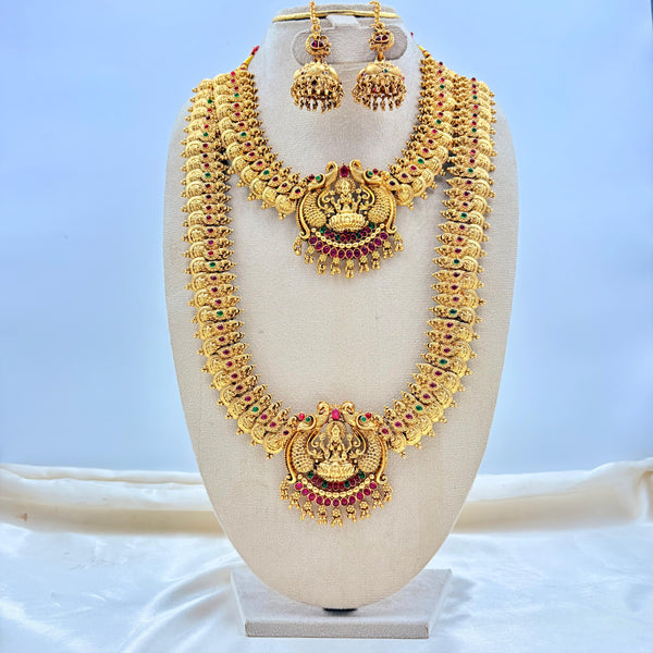 Premium South Indian Temple Bridal Jewellery Full Set – Lakshmi Design (Gold Finish)