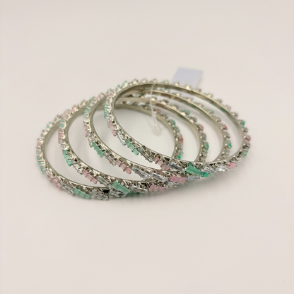 Pastel Prism Stone Bangles – Mint & Baby Pink Edition